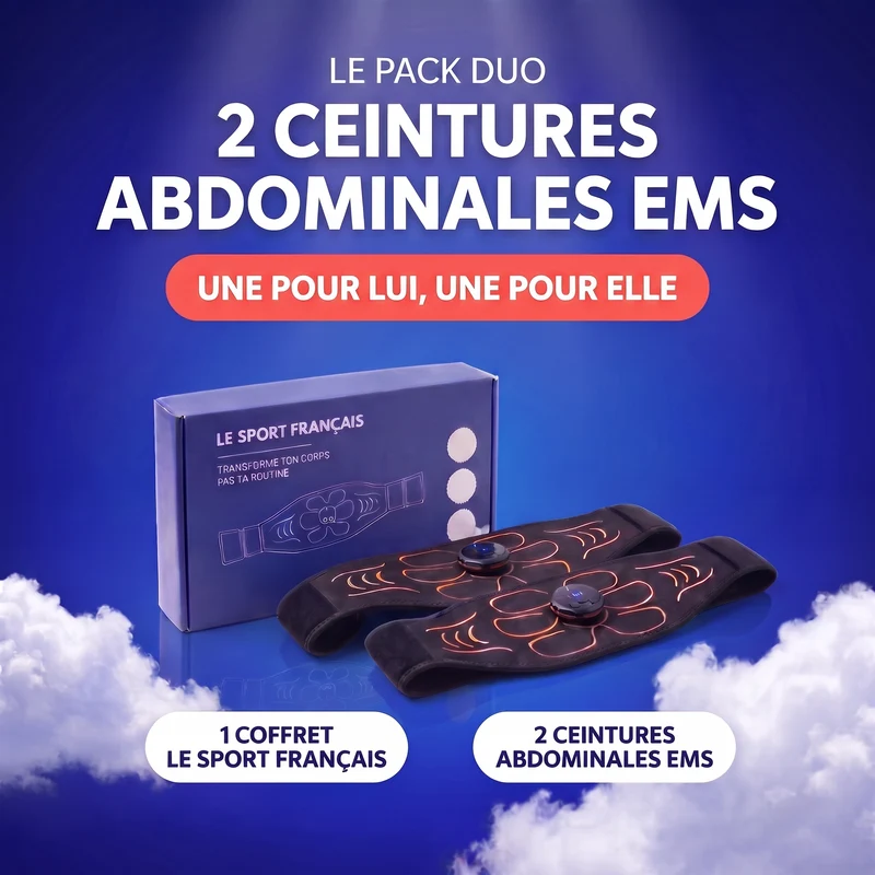 Pack Duo Ceinture EMS — 2 ceintures abdominales, une pour lui, une pour elle