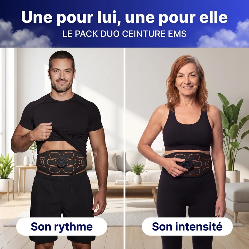 Pack Duo Ceinture EMS — 2 ceintures abdominales, une pour lui, une pour elle