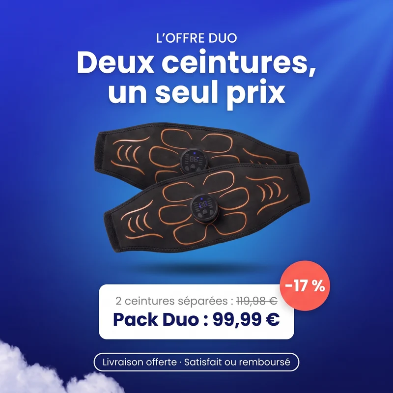 Pack Duo Ceinture EMS — 2 ceintures abdominales, une pour lui, une pour elle