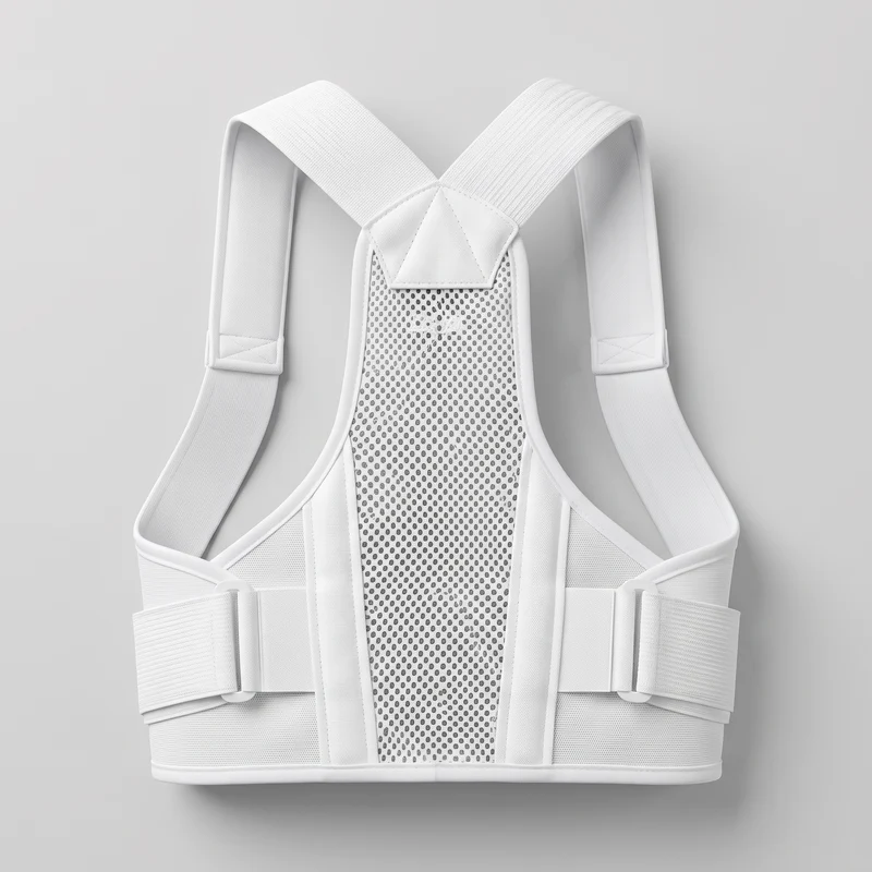 Correcteur de posture blanc respirant — discret sous les vêtements