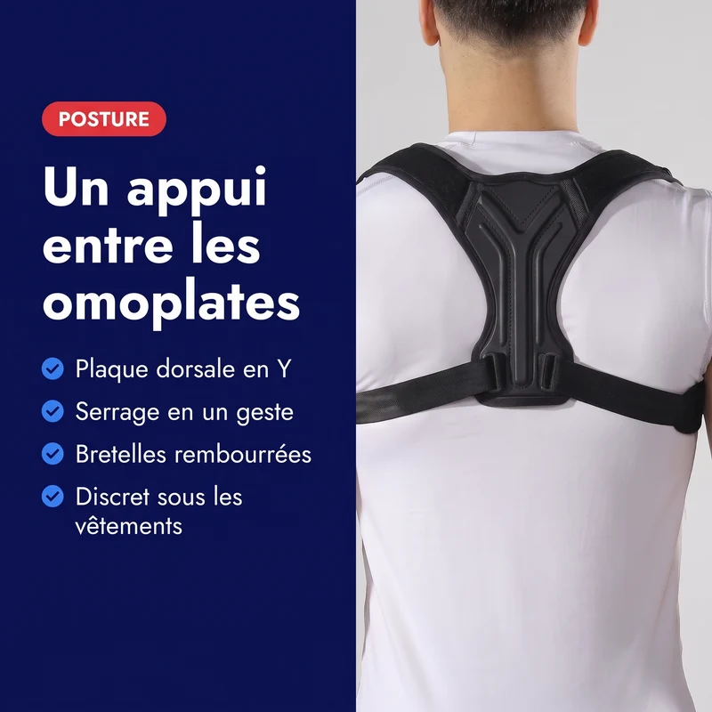 Correcteur de posture haut du dos — plaque dorsale en Y