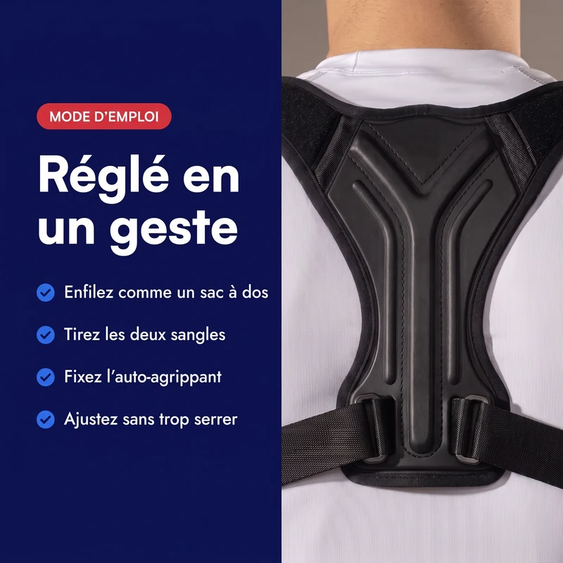 Correcteur de posture haut du dos — plaque dorsale en Y