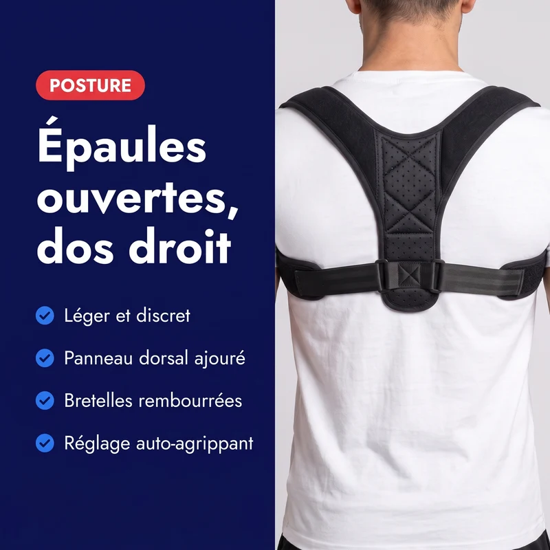 Correcteur de posture léger — épaules et haut du dos
