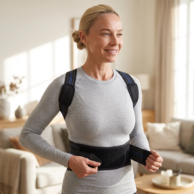 Correcteur de posture dos complet — ceinture et 4 baleines
