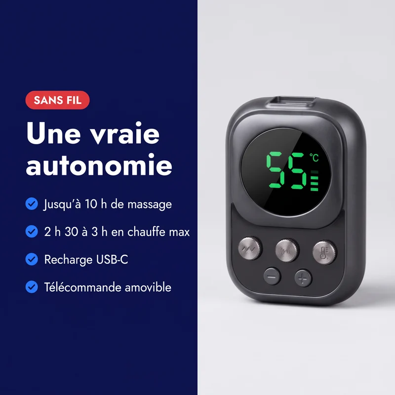 Épaulière chauffante massante sans fil — 6 niveaux de chaleur