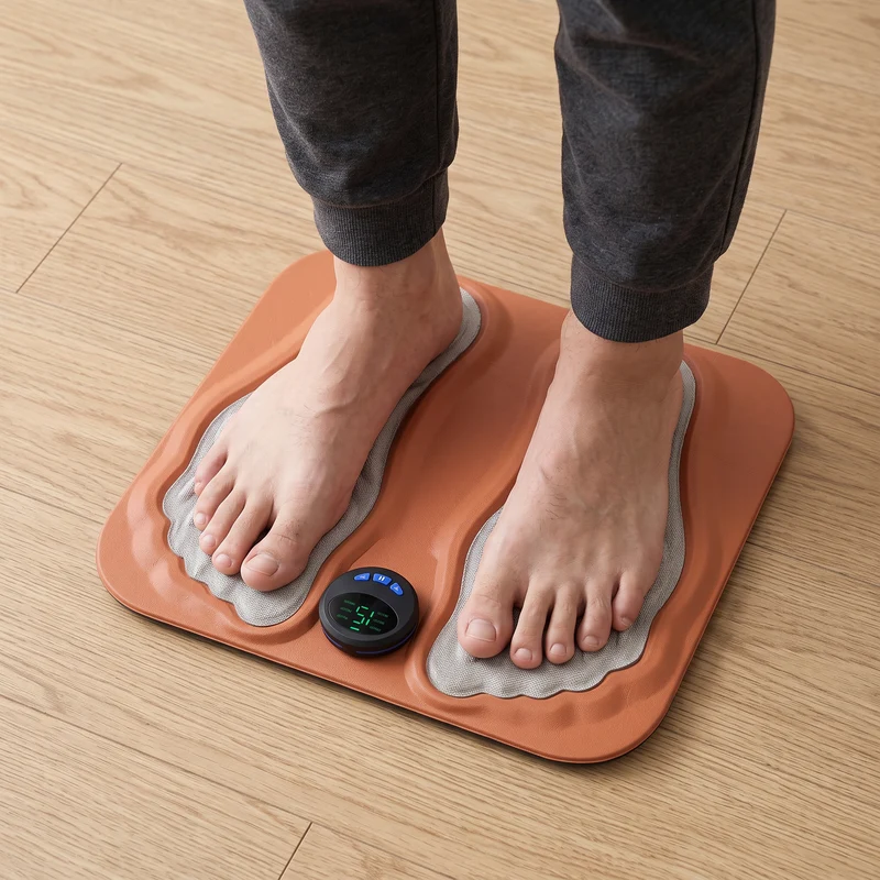 Tapis de massage pieds EMS — 6 modes, 15 niveaux d'intensité