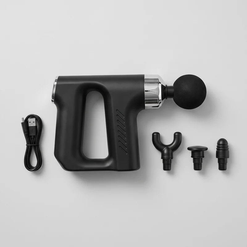 Mini pistolet de massage portable — 5 niveaux, 4 têtes