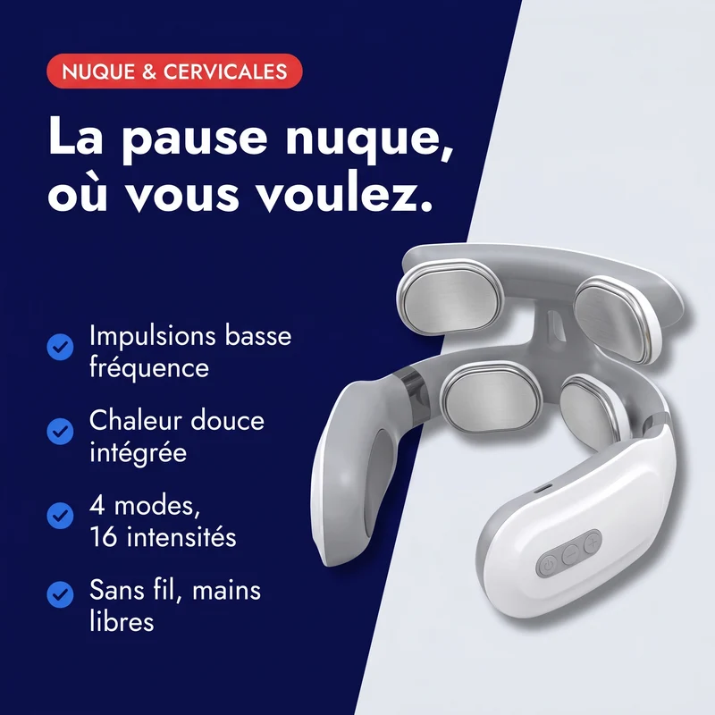 Masseur cervical électrique chauffant — 4 modes, 16 niveaux