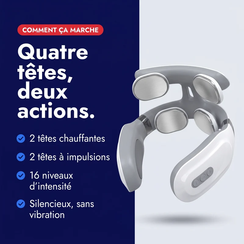 Masseur cervical électrique chauffant — 4 modes, 16 niveaux