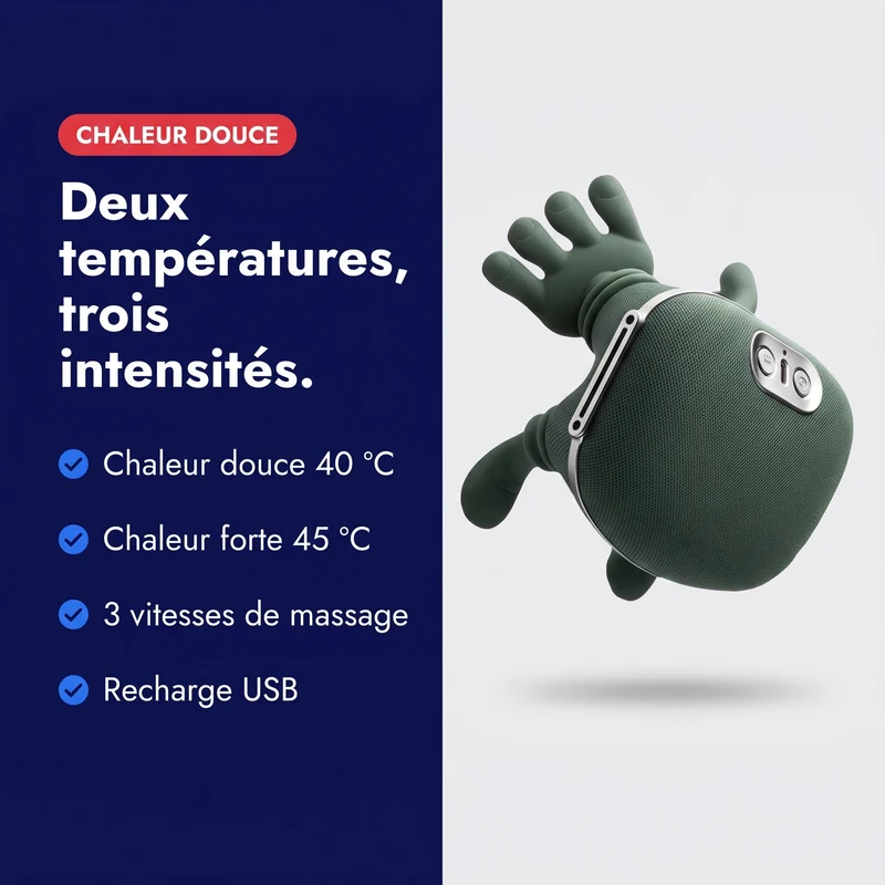 Masseur nuque et épaules chauffant — pétrissage sans fil