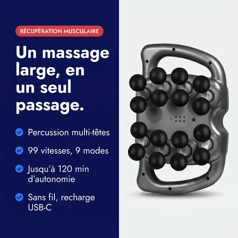 Pistolet de massage multi-têtes — 99 vitesses, 9 modes