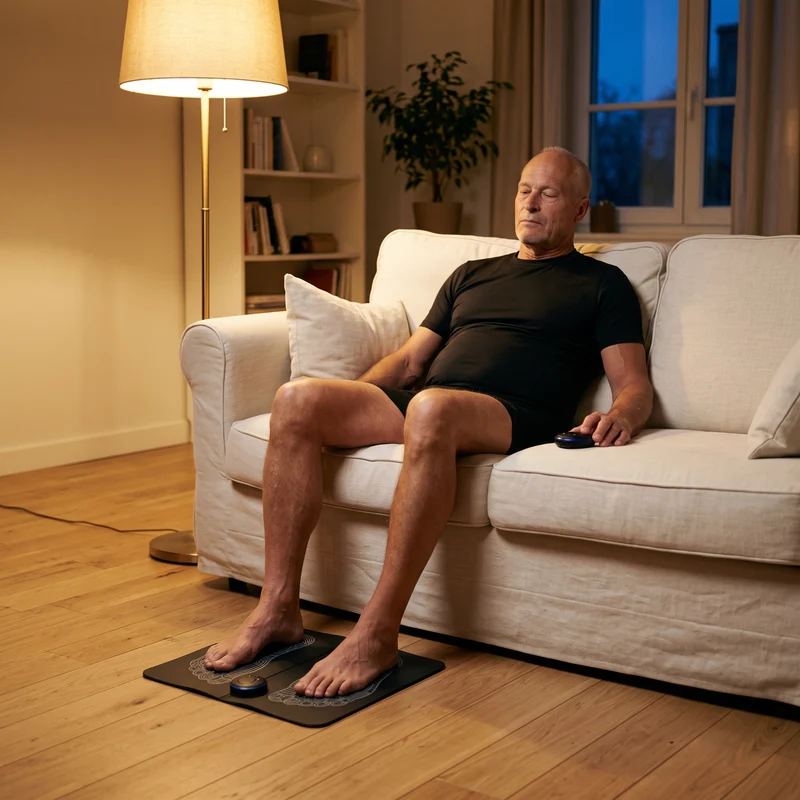 Tapis de massage EMS pour les pieds — 8 modes, 19 intensités, sans fil