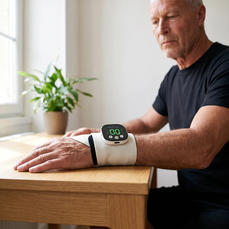 Masseur de poignet EMS sans fil — 10 modes, 29 intensités