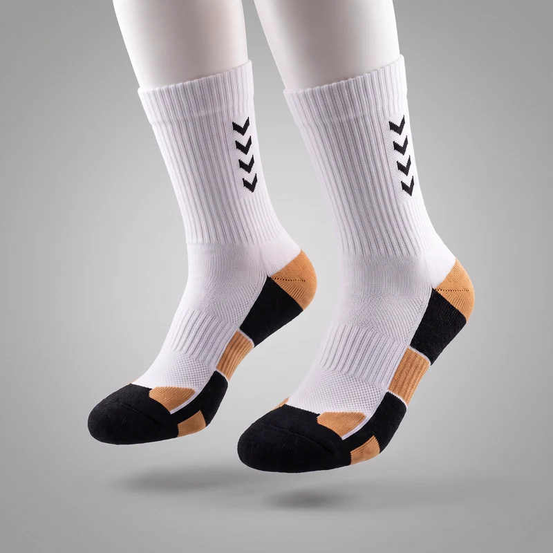 Chaussettes de Running Compression Mi-Mollet Rembourrées - Blanc & Noir