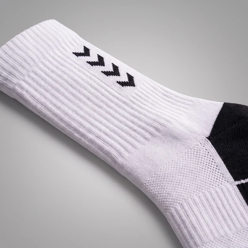 Chaussettes de Running Compression Mi-Mollet Rembourrées - Blanc & Noir