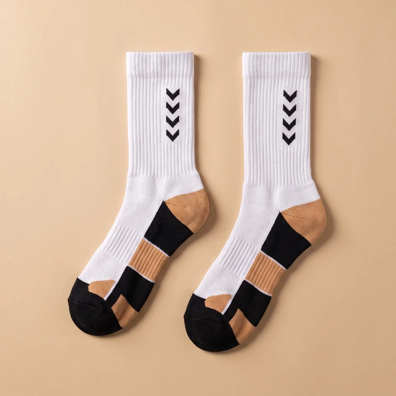 Chaussettes de Running Compression Mi-Mollet Rembourrées - Blanc & Noir