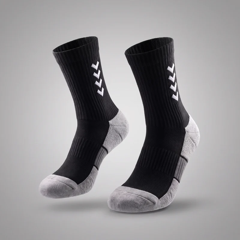 Chaussettes de Running Compression Mi-Mollet Rembourrées - Noir & Gris