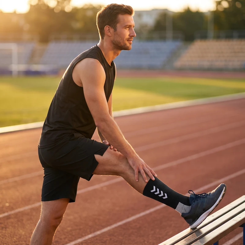 Chaussettes de Running Compression Mi-Mollet Rembourrées - Noir & Gris