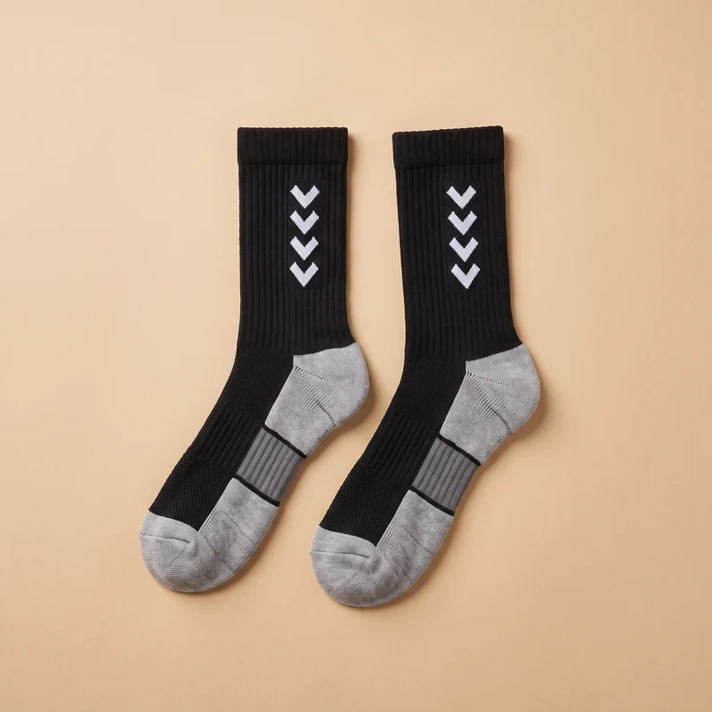 Chaussettes de Running Compression Mi-Mollet Rembourrées - Noir & Gris