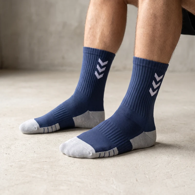 Chaussettes de Running Compression Mi-Mollet Rembourrées - Bleu Marine