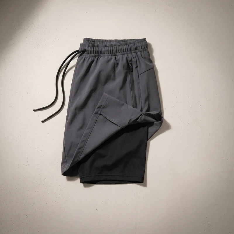 Short de Running 2-en-1 Homme avec Legging Intégré - Gris Foncé
