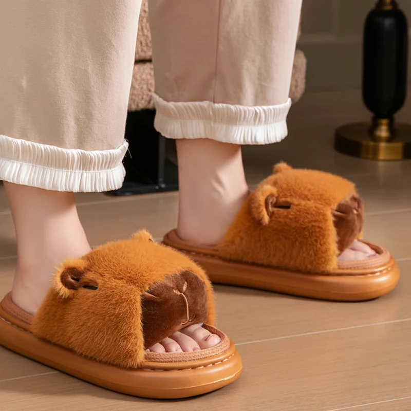 Claquettes Fourrure Capybara Femme