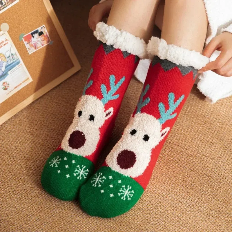 Chausson Chaussette de Noel Femme - Fourré et Chaud