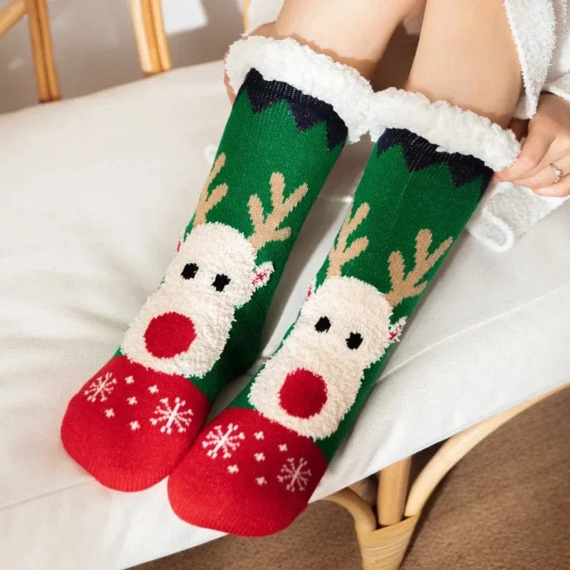 Chausson Chaussette de Noel Femme - Fourré et Chaud