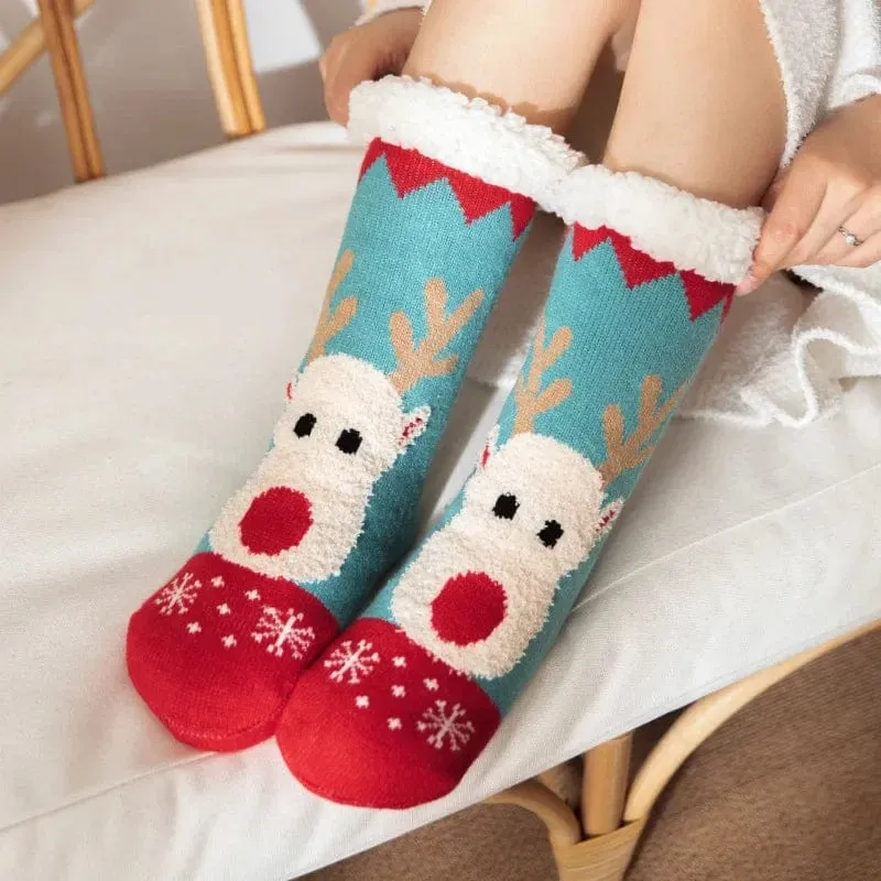 Chausson Chaussette de Noel Femme - Fourré et Chaud