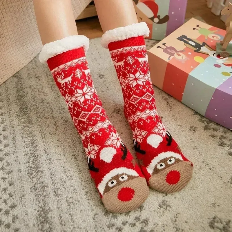 Chausson Chaussette de Noel Femme - Fourré et Chaud