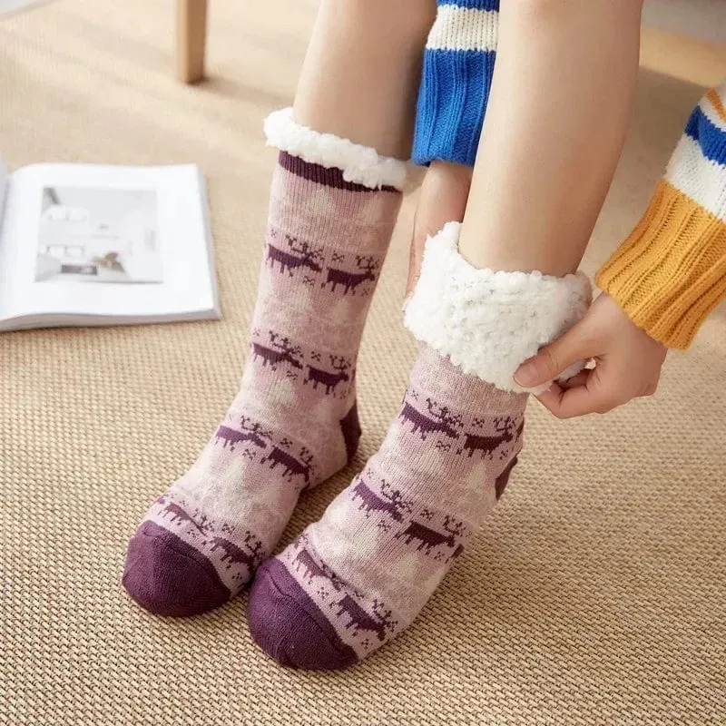 Chausson Chaussette de Noel Femme - Fourré et Chaud