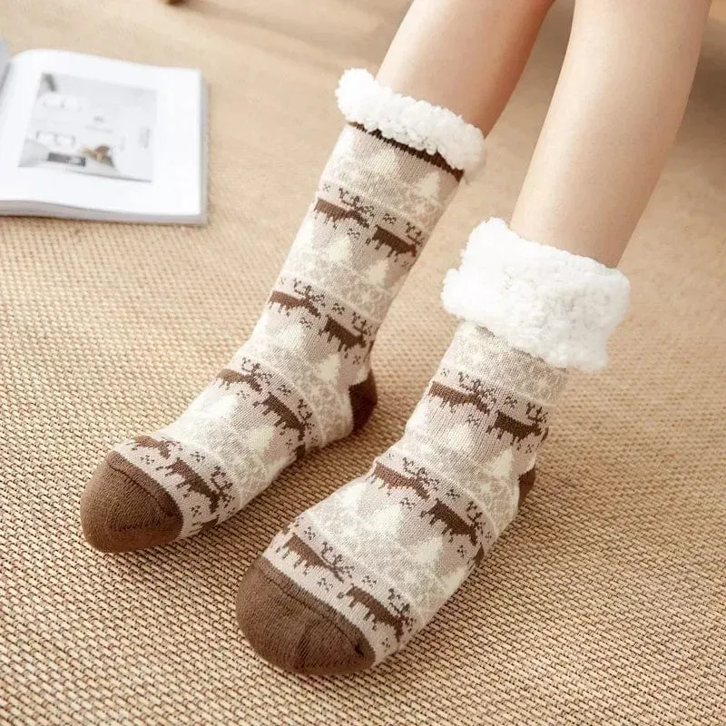 Chausson Chaussette de Noel Femme - Fourré et Chaud