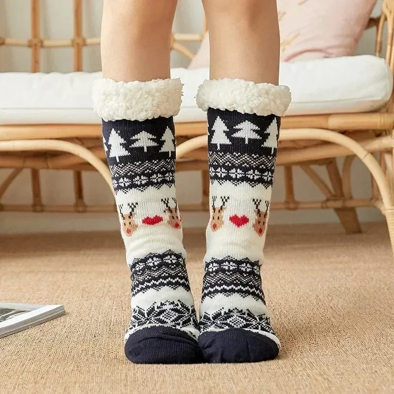 Chausson Chaussette de Noel Femme - Fourré et Chaud
