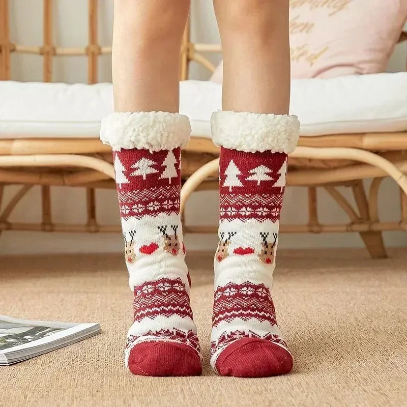 Chausson Chaussette de Noel Femme - Fourré et Chaud