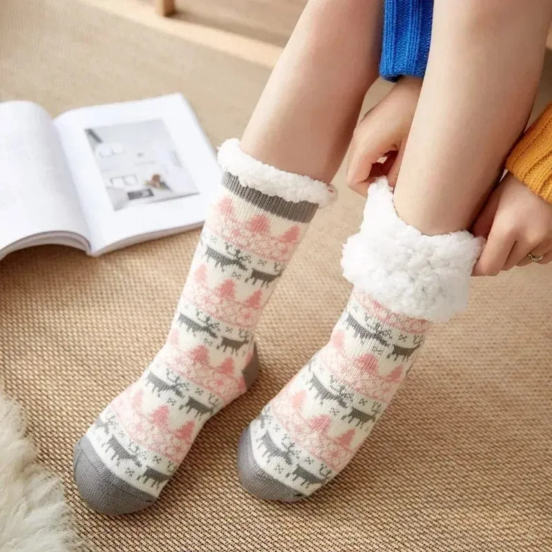 Chausson Chaussette de Noel Femme - Fourré et Chaud