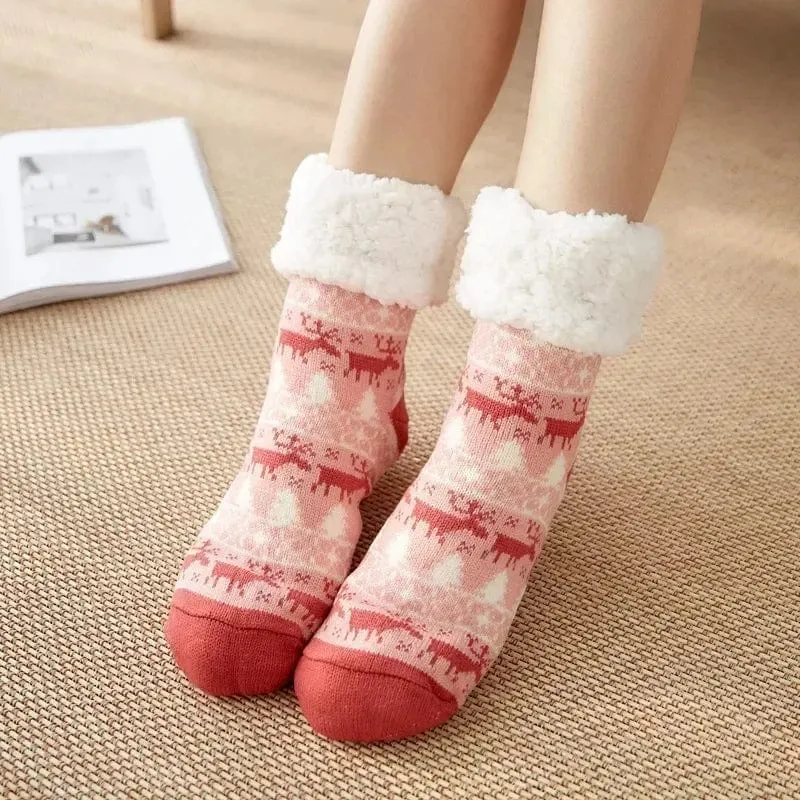 Chausson Chaussette de Noel Femme - Fourré et Chaud