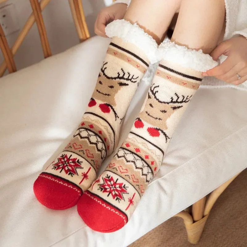 Chausson Chaussette de Noel Femme - Fourré et Chaud