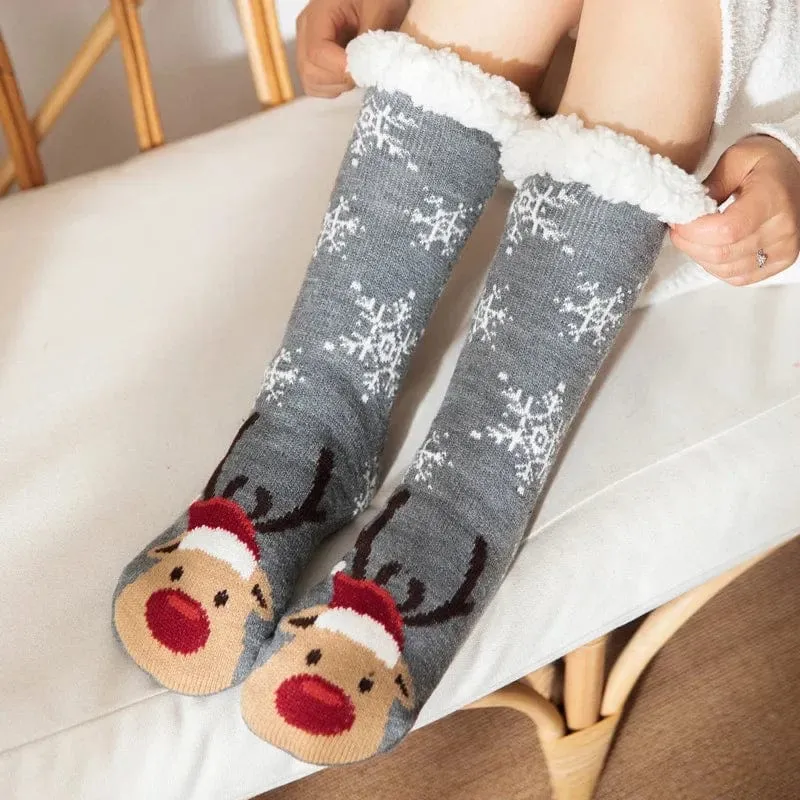 Chausson Chaussette de Noel Femme - Fourré et Chaud