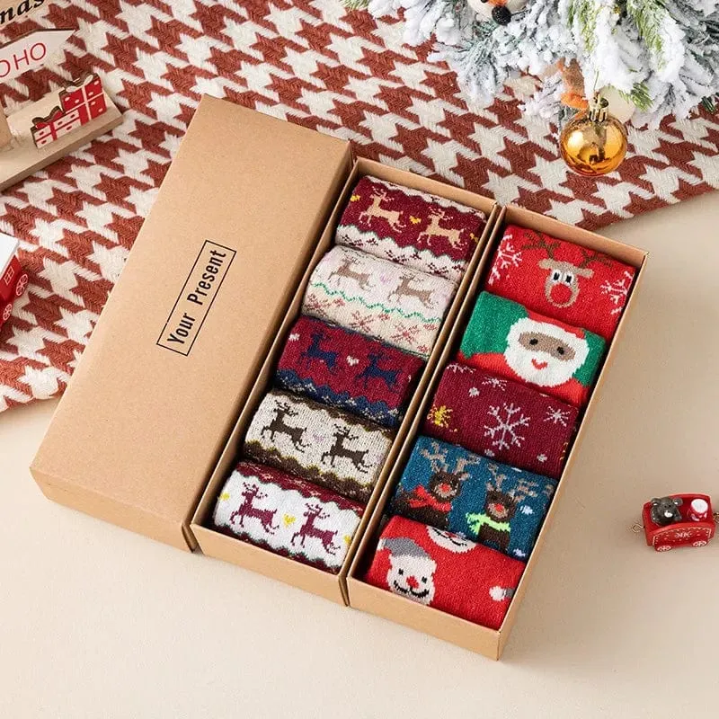 Chaussette de Noel Femme - Edition Cadeaux Pack de 5 paires