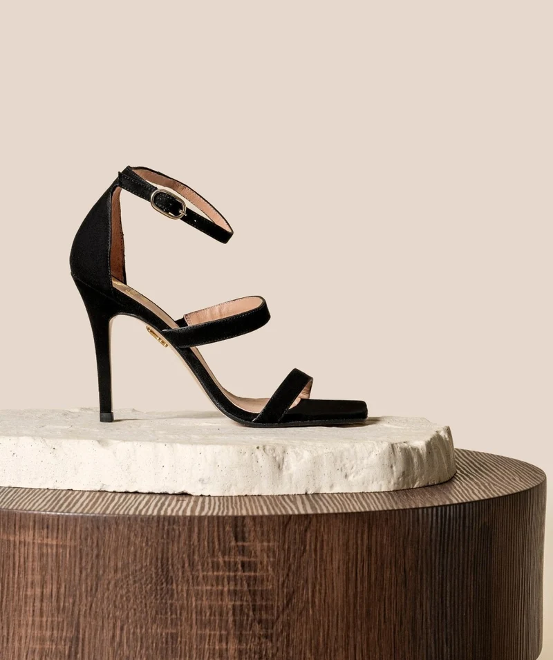 Sandales ELSA Veau Velours Noir