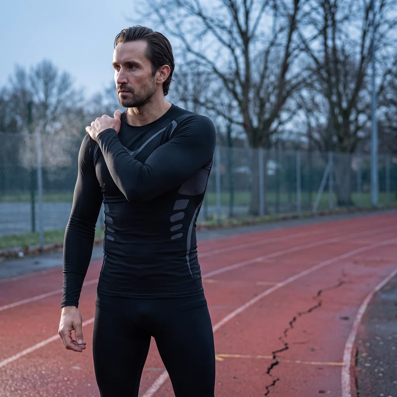 T-Shirt de Compression Manches Longues Homme - Noir & Gris