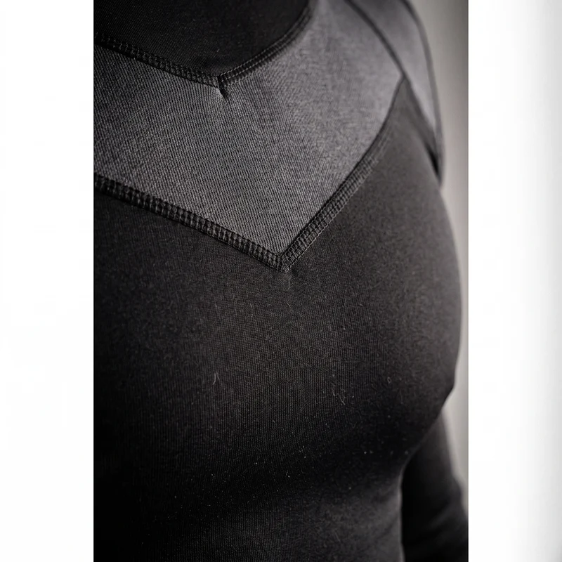T-Shirt de Compression Manches Longues Homme - Noir & Gris