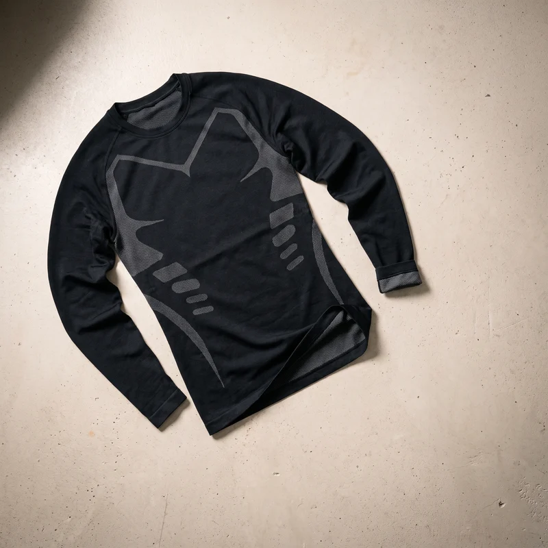 T-Shirt de Compression Manches Longues Homme - Noir & Gris