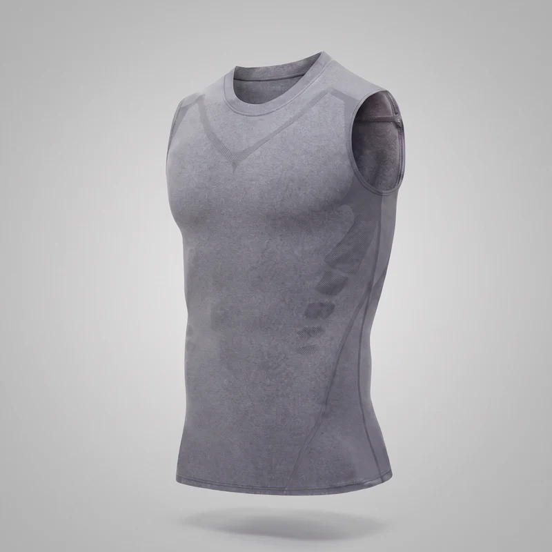 Débardeur de Compression Homme Sans Manches - Gris Chiné