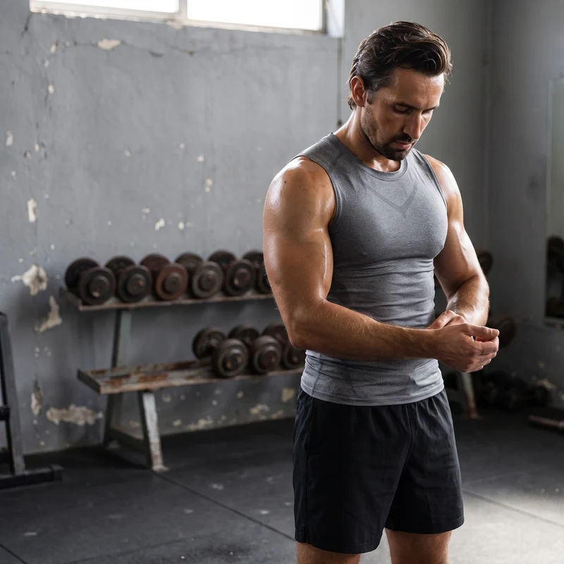 Débardeur de Compression Homme Sans Manches - Gris Chiné