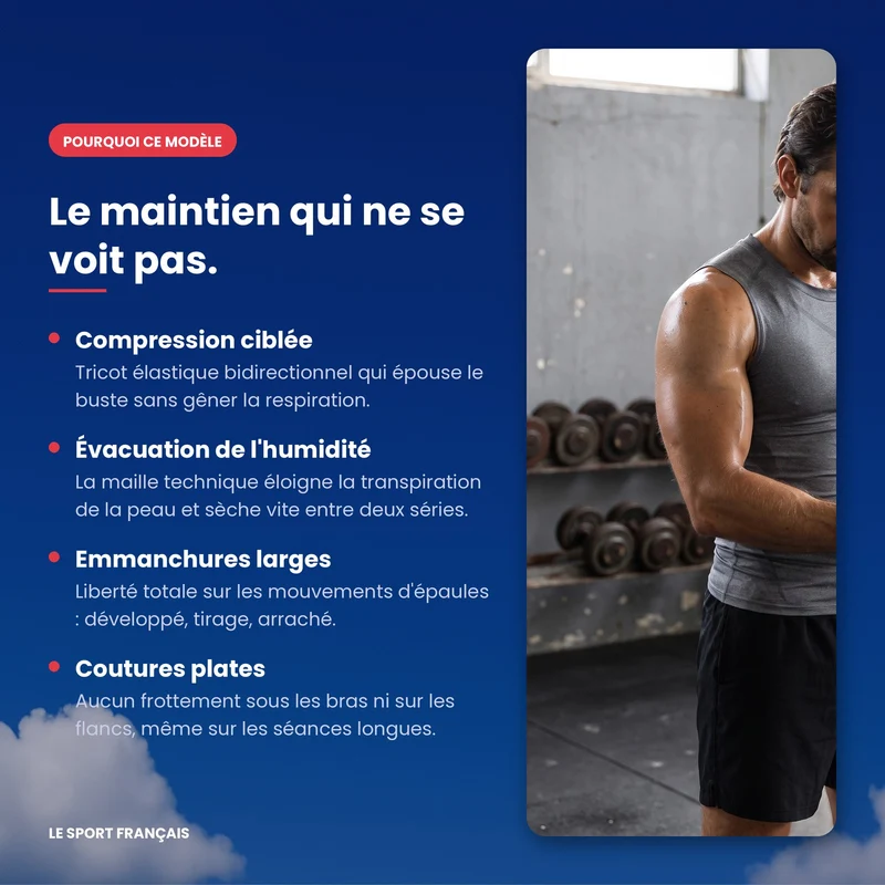 Débardeur de Compression Homme Sans Manches - Gris Chiné
