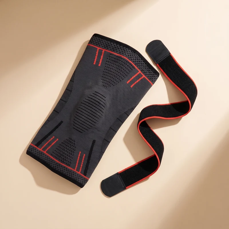 Genouillère de Compression Sangle Rotule - Noir & Rouge