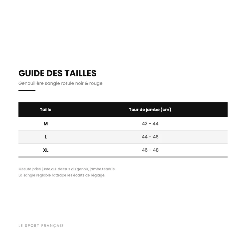 Genouillère de Compression Sangle Rotule - Noir & Rouge