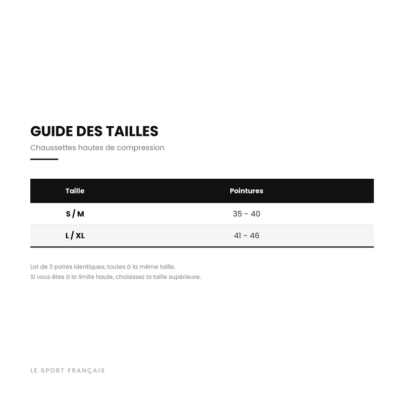 Chaussettes Hautes de Compression 20-30 mmHg - Lot de 3 Paires