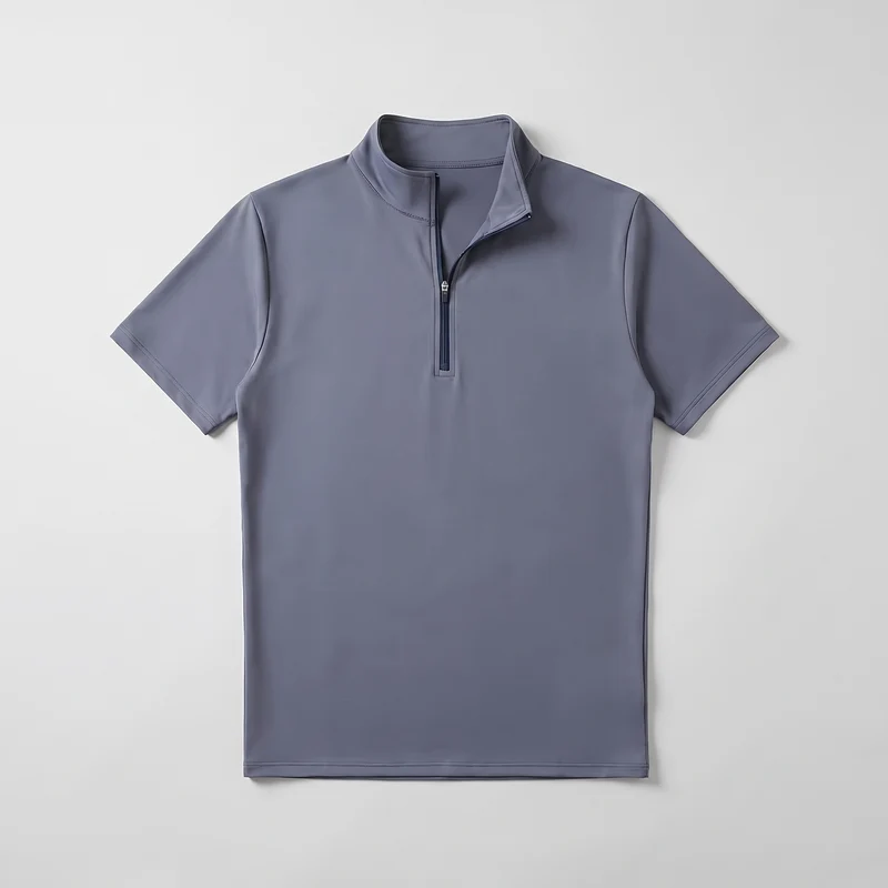 T-Shirt de Compression Homme Col Zippé - Manches Courtes